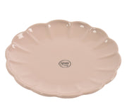 ontbijtbord aardewerk round with wave edge glaze roze d.22cm x h.2.2cm