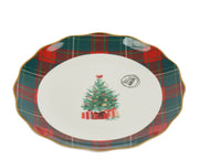 ontbijtbord porselein round with wave edge decal wit/kleur(en) d.20.5cm x h.2.1cm
