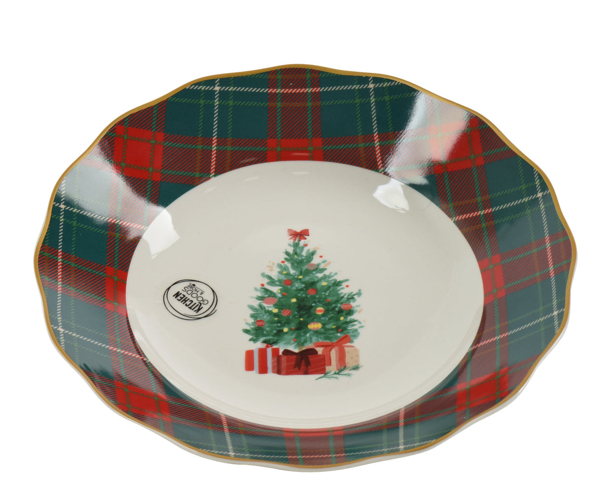schaal porselein round with wave edge decal wit/kleur(en) d.22.5cm x h.4cm
