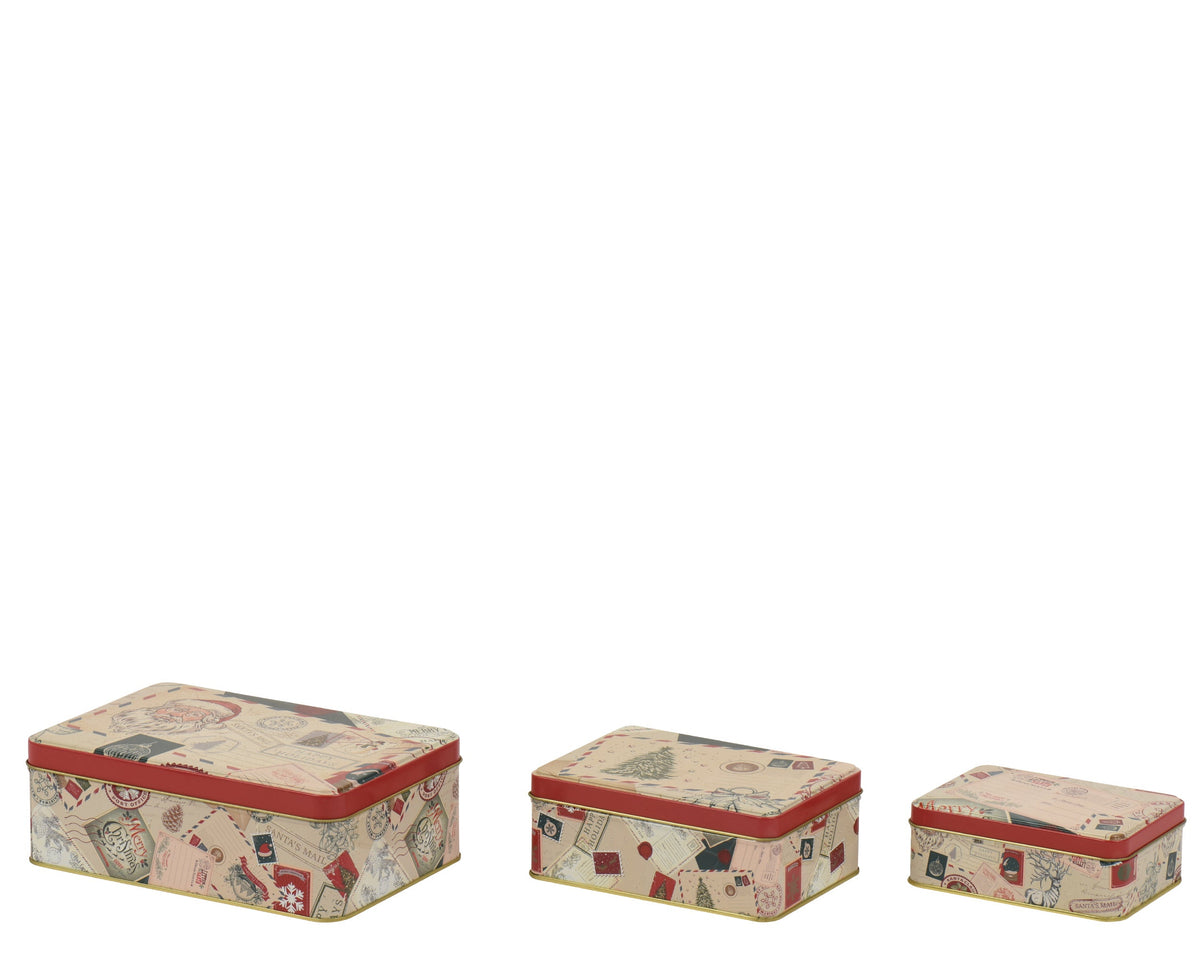 opbergblik blik square uv print envelope and santa pattern off-white/warm wit l.19cm x w.13cm x h.6.5cm