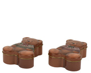 opbergblik blik bear uv print relief of bow 2col ass assortie l.14.2cm x w.11.8cm x h.5.3cm