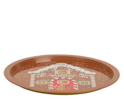 decobord blik round uv print ginger house pattern bruin/kleur(en) d.32cm x h.1.5cm