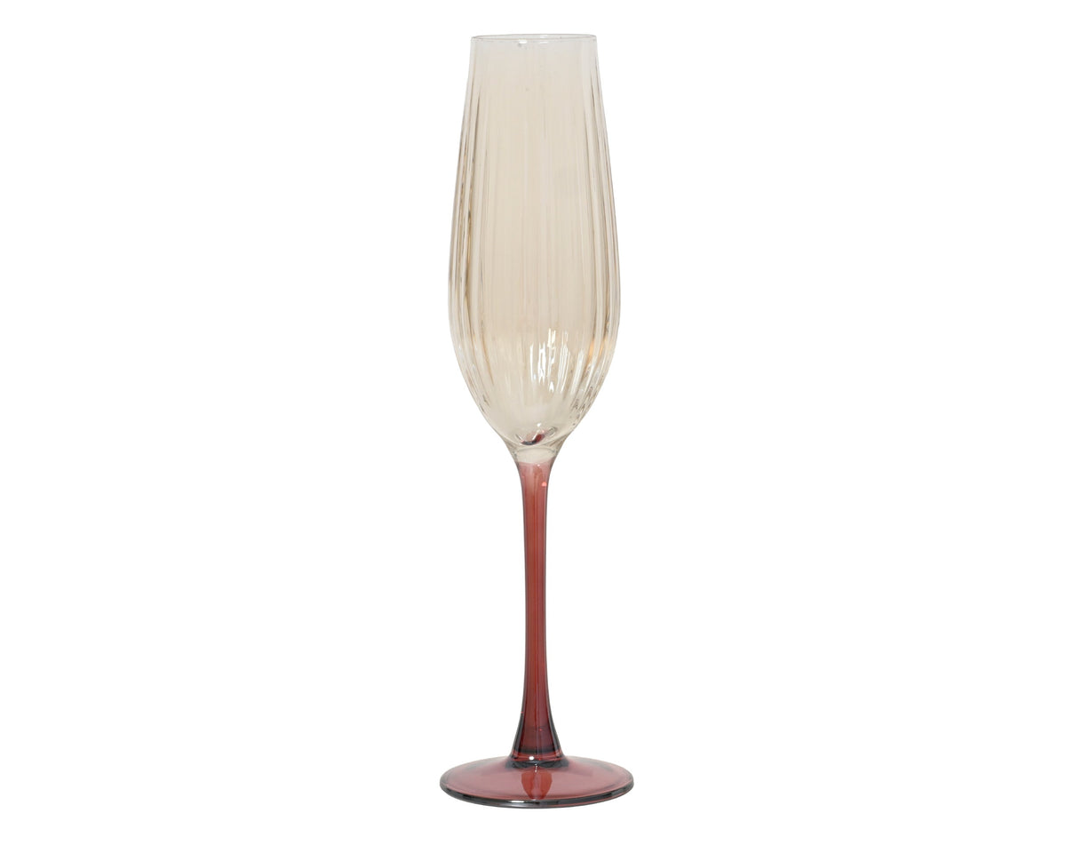 champagneglas glas transparent donker roze d.7cm x h.26.8cm