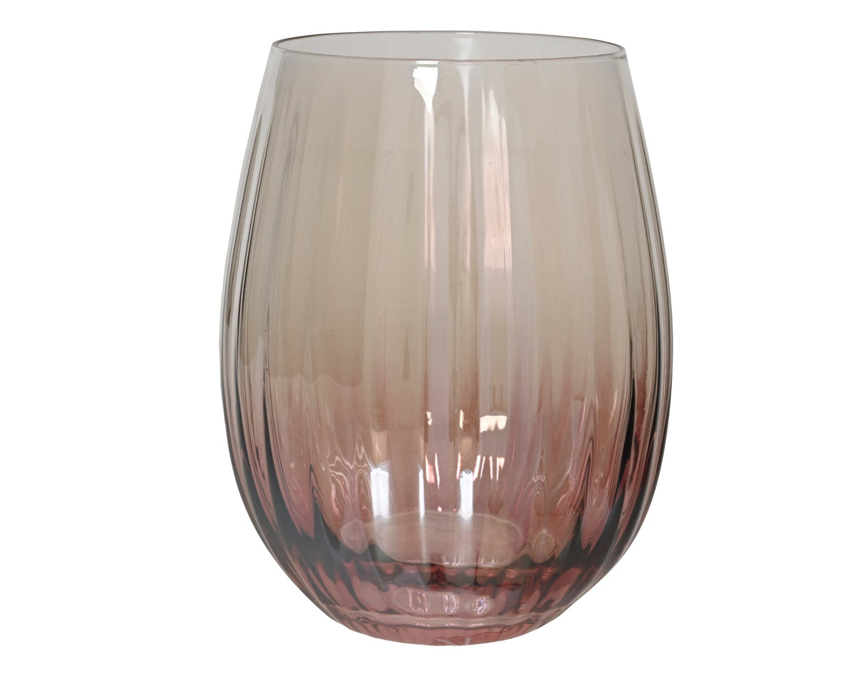 glas water glass transparent donker roze d.9.4cm x h.12.1cm