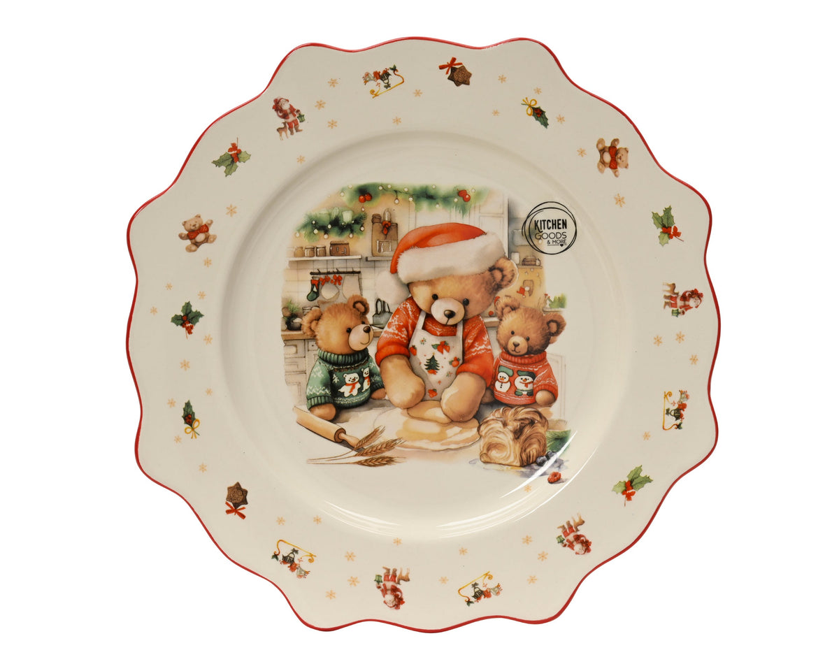 dinerbord dolomiet decal bear pattern multi d.25.8cm x h.2.7cm