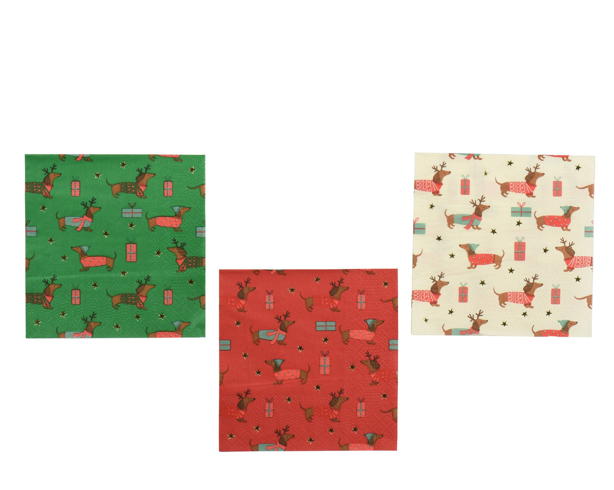servet papier dachshund 3col ass fsc mix 70% assortie l.25cm x w.25cm x h.0.01cm