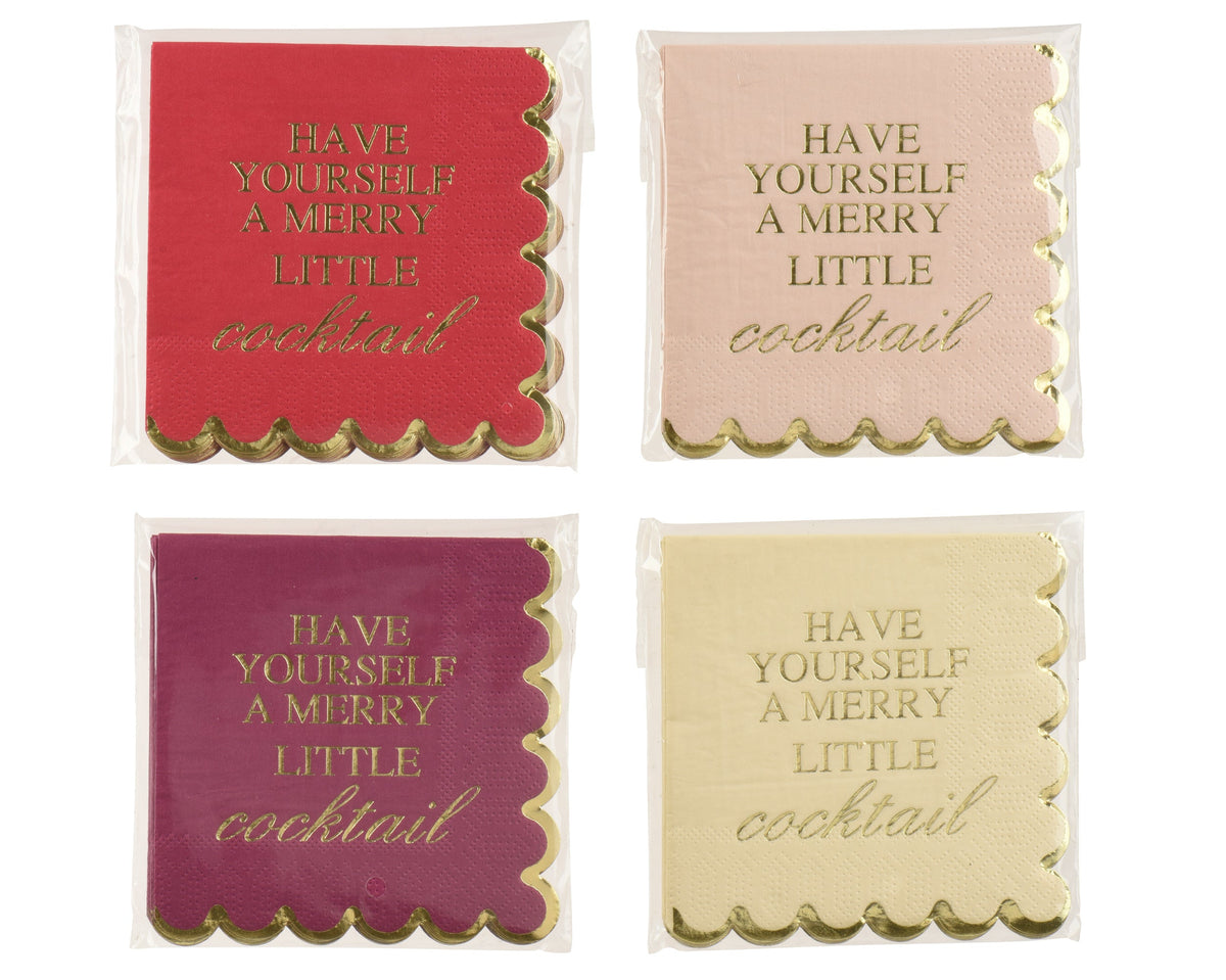 servet papier gold foil cocktail text 4col ass fsc mix 70% assortie l.25cm x w.25cm x h.0.01cm