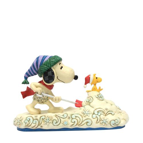 snoopy shovelling snow figurine - peanuts by jim shore