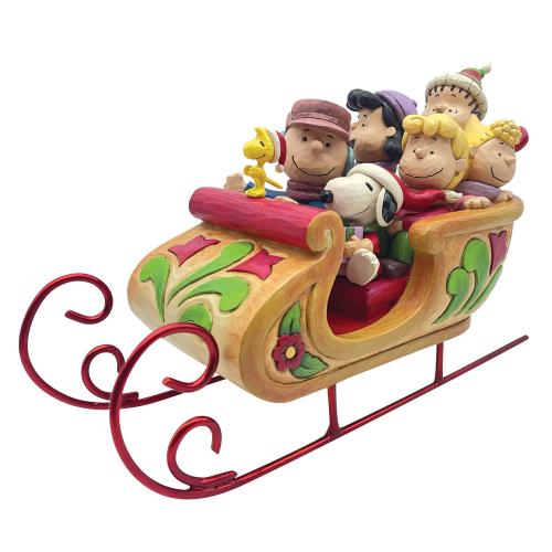 snoopy and friends in sleigh figurine - peanuts by jim shore