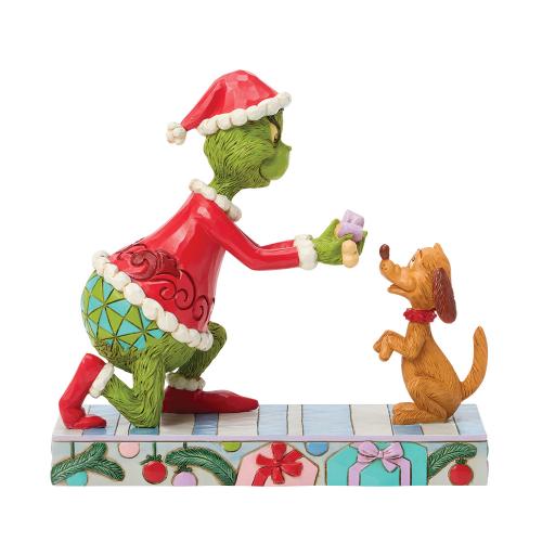 the grinch giving max a bone - the grinch by jim shore