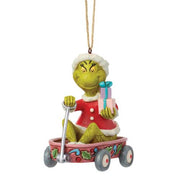 the grinch in wagon hanging ornament by jim shore