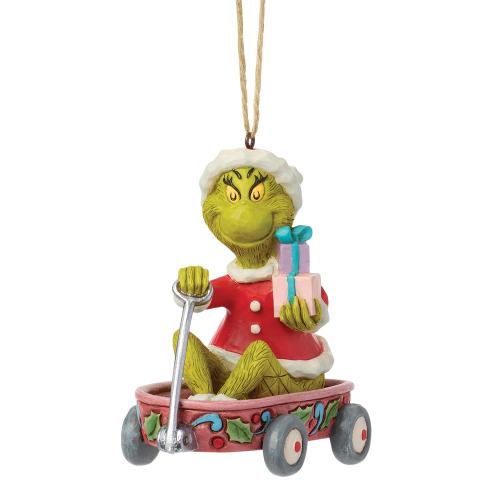 the grinch in wagon hanging ornament by jim shore