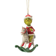 the grinch on rocking horse hanging ornament by jim shore