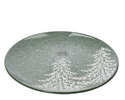 ontbijtbord aardewerk round reactive glaze tree embossed groen d.20cm x h.2.4cm
