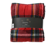 sprei polyester flannel check rood/kleur(en) l.150cm x w.200cm x h.0.8cm