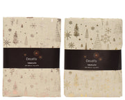 tafelkleed polyester rectangle foil tree, snowflake, star 2ass beige/kleur(en) l.140cm x w.180cm x h.0.5cm