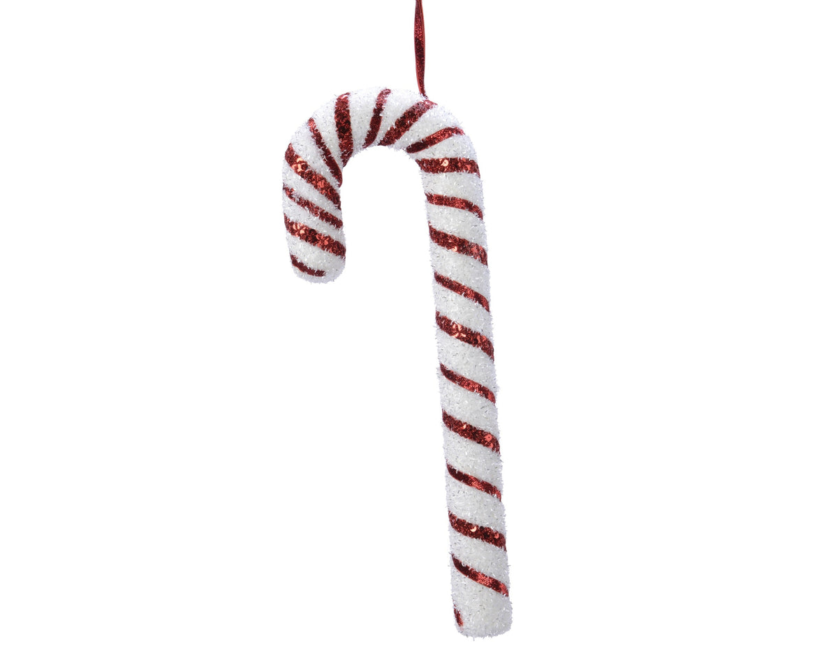 zuurstok foam glitter, fliter, ribbon rood/wit d.5cm x h.52cm