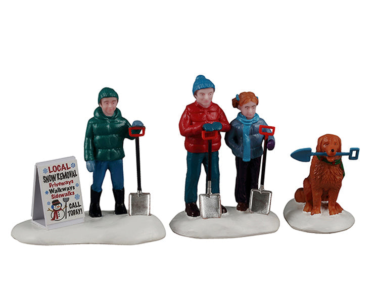 neighborhood snow shovelers, set of 3