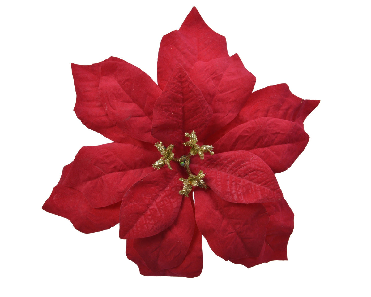 poinsettia poinsettia op clip polyester fluweel rood d.26cm x h.6cm