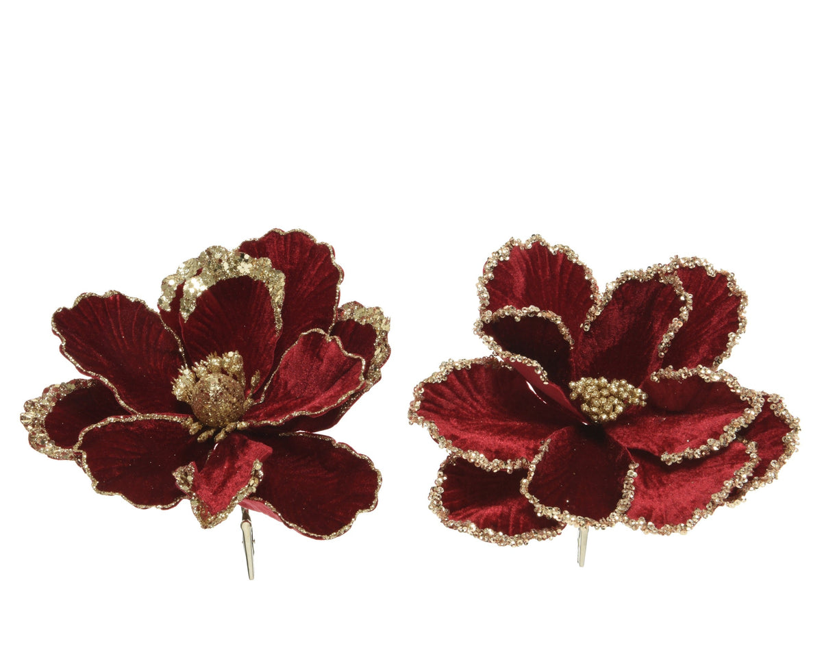 bloem op clip polyester 2ass ossenbloed d.23cm x h.3cm