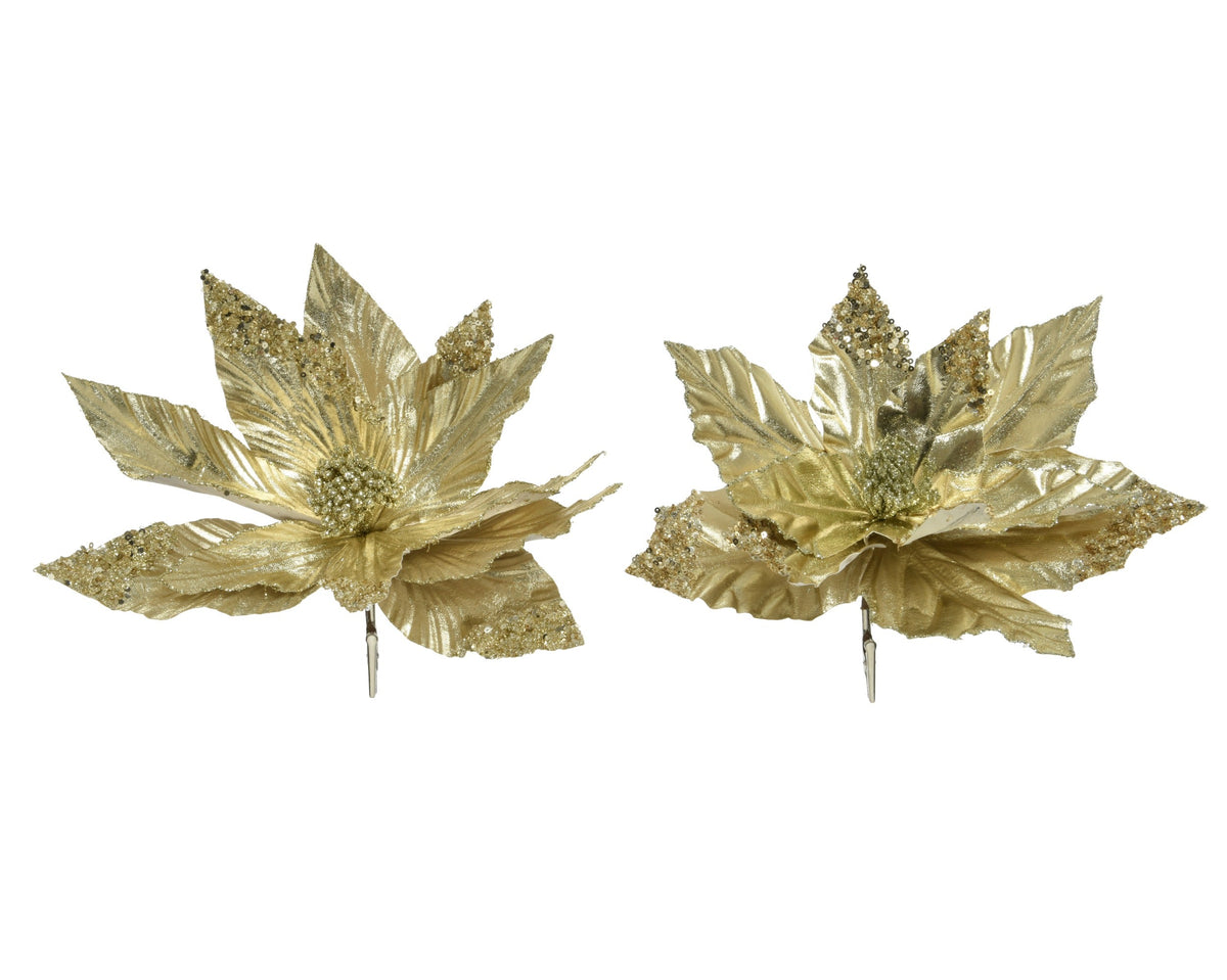 bloem op clip polyester 2ass licht goud d.30cm x h.5cm