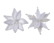 poinsettia op clip polyester velvet with artificial fur 2ass winterwit d.30cm x h.4cm