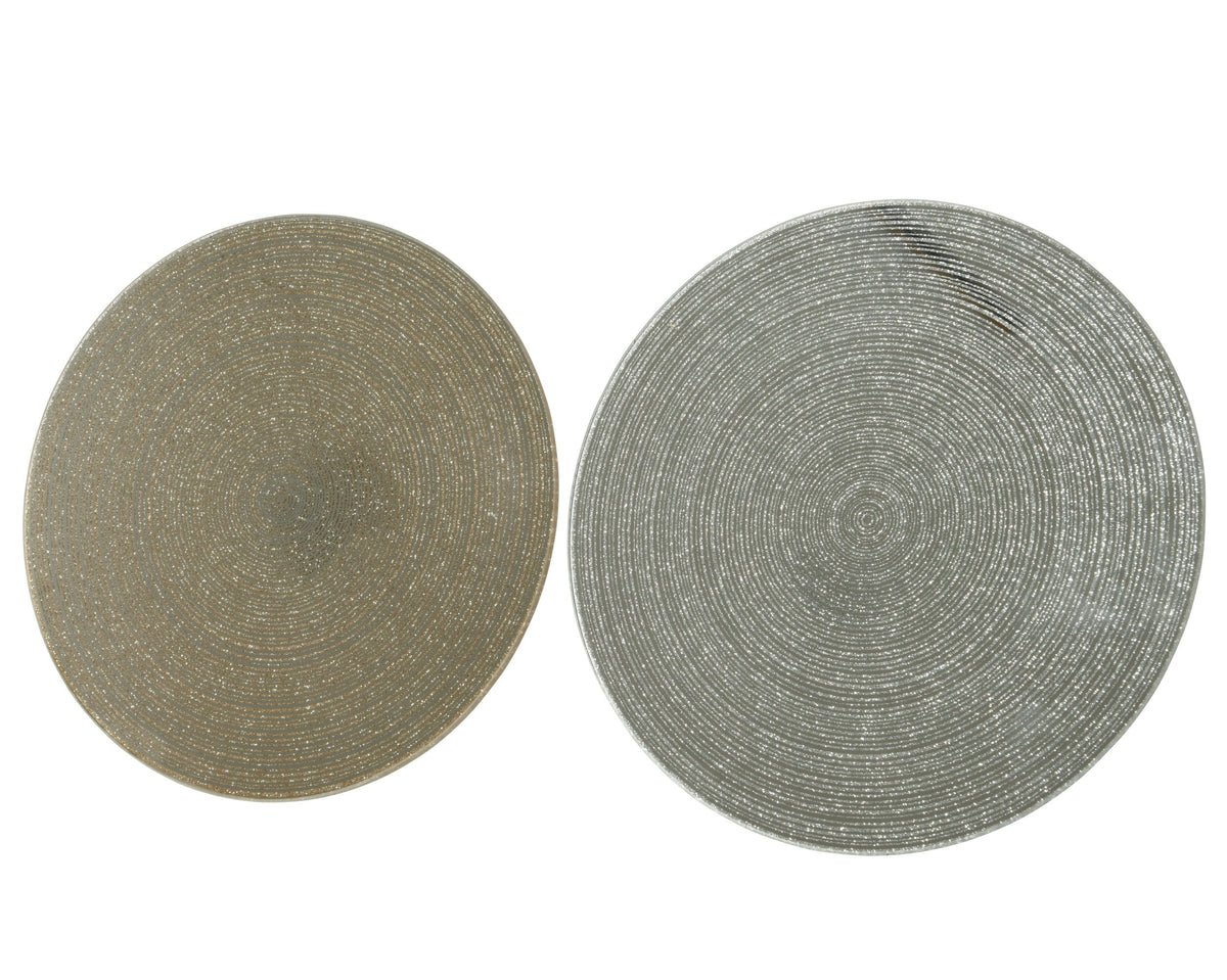 onderzetter glas round mirror stripe 2col ass assortie d.10cm x h.0.3cm