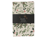 tafelloper katoen rectangular n/a misletoe and holly leaf wit/groen l.150cm x w.30cm x h.0.1cm