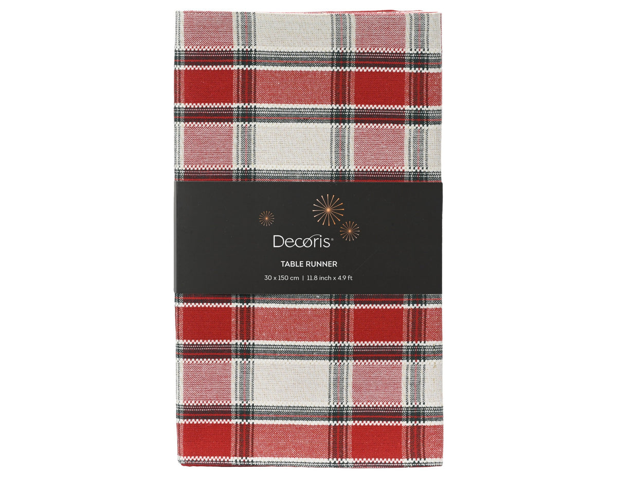 tafelloper katoen rectangular n/a tartan check groen/rood l.150cm x w.30cm x h.0.1cm