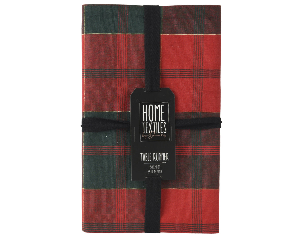 tafelloper katoen rectangular check groen/rood l.150cm x w.30cm x h.0.1cm
