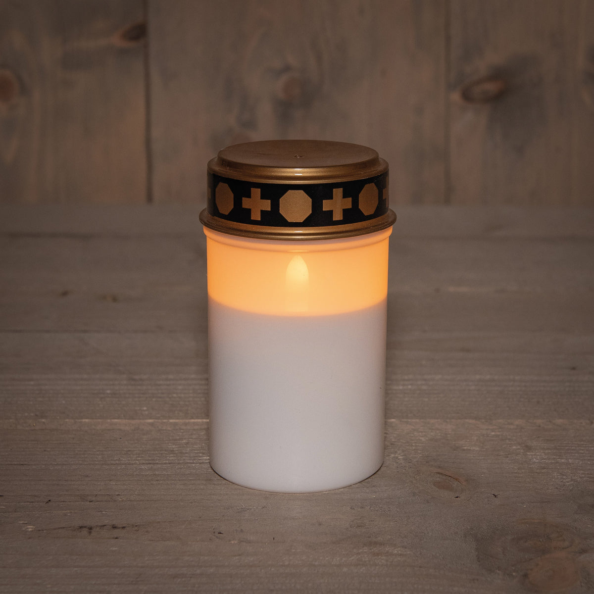 grafverlichting led op batterij met timer 12x7cm wit