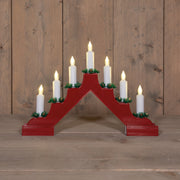 kaarsenbrug met 7 led lampjes op batterrij 37,5x5x26,5 rood