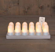 mini vlam oplaadbaar ip20 met afstandsbediening, oplaadstation en usb kabel 3,8cm x h 6,3cm wit 12 stuks