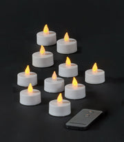 b.o. 10st led theelicht geel vlameffect/blister  met afstandsbediening incl. batterijen