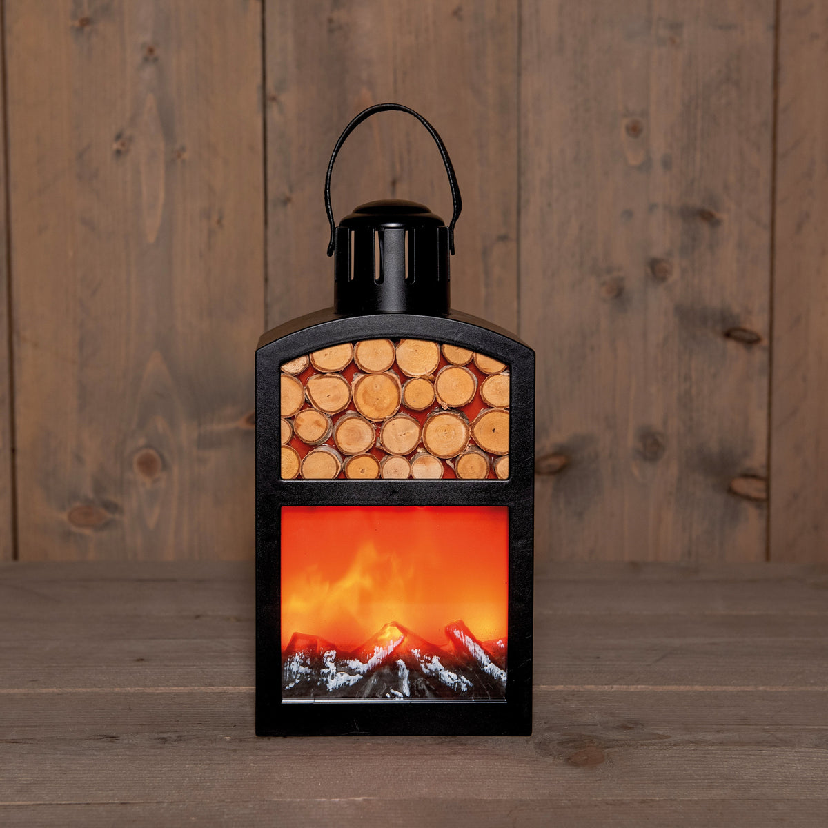 haard met hout 4xaa batterij met 6/18u timer  14x10x27,5cm zwart