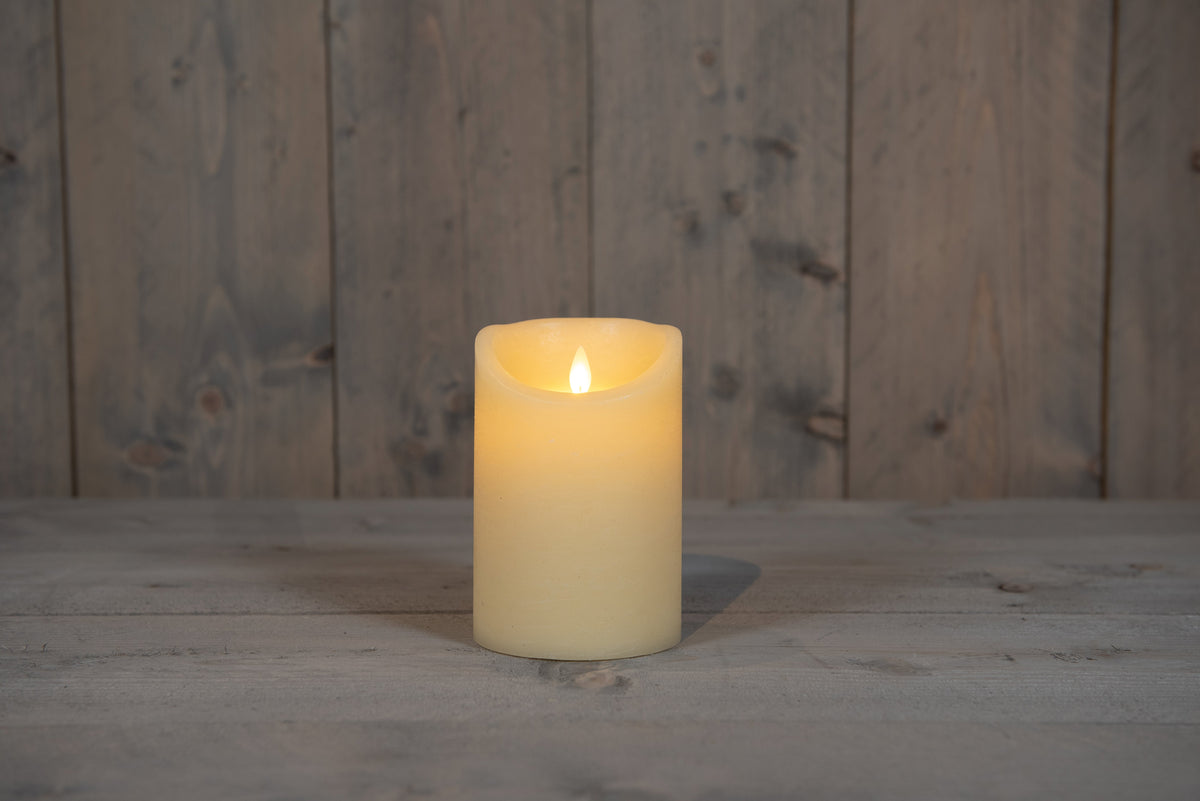 b.o.t. kaars wax rustiek bewegende vlam 10x15cm ivoor 2xc/timer