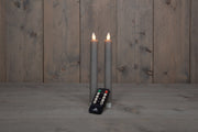 dinerkaars rustiek wax led bewegende vlam op batterij met afstandsbediening h23cm taupe 2st