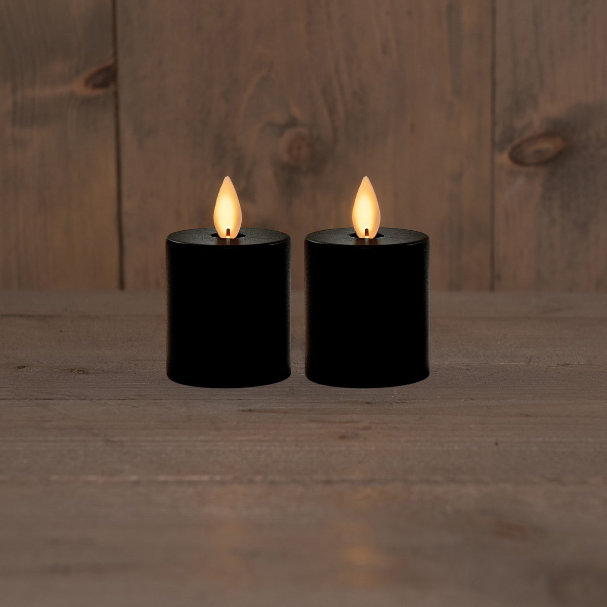 b.o.t. 2st kaarsen zwart bewegende vlam 4,5x8cm  2x2aaa/timer