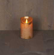 stompkaars rustiek wax bewegende vlam op 3xaaa batterij met timer 12.5x7.5cm goud