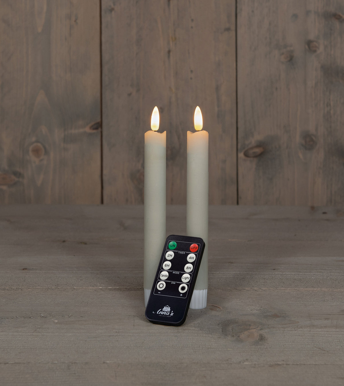 dinerkaars rustiek wax 3d vlam op 2x2aaa batterij met afstandsbediening 18cm ivoor 2 stuks