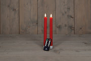 dinerkaars rustiek wax 3d vlam op 2x2aaa batterij met afstandsbediening 23cm rood 2 stuks