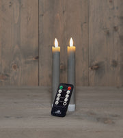 dinerkaars rustiek wax 3d vlam op 2x2aaa batterij met afstandsbediening 18cm taupe 2 stuks