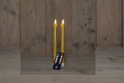 dinerkaars rustiek wax 3d vlam op 2x2aaa batterij met afstandsbediening 23cm goud 2 stuks