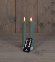 dinerkaars rustiek wax 3d vlam op 2x2aaa batterij met afstandsbediening 18cm jade groen 2 stuks
