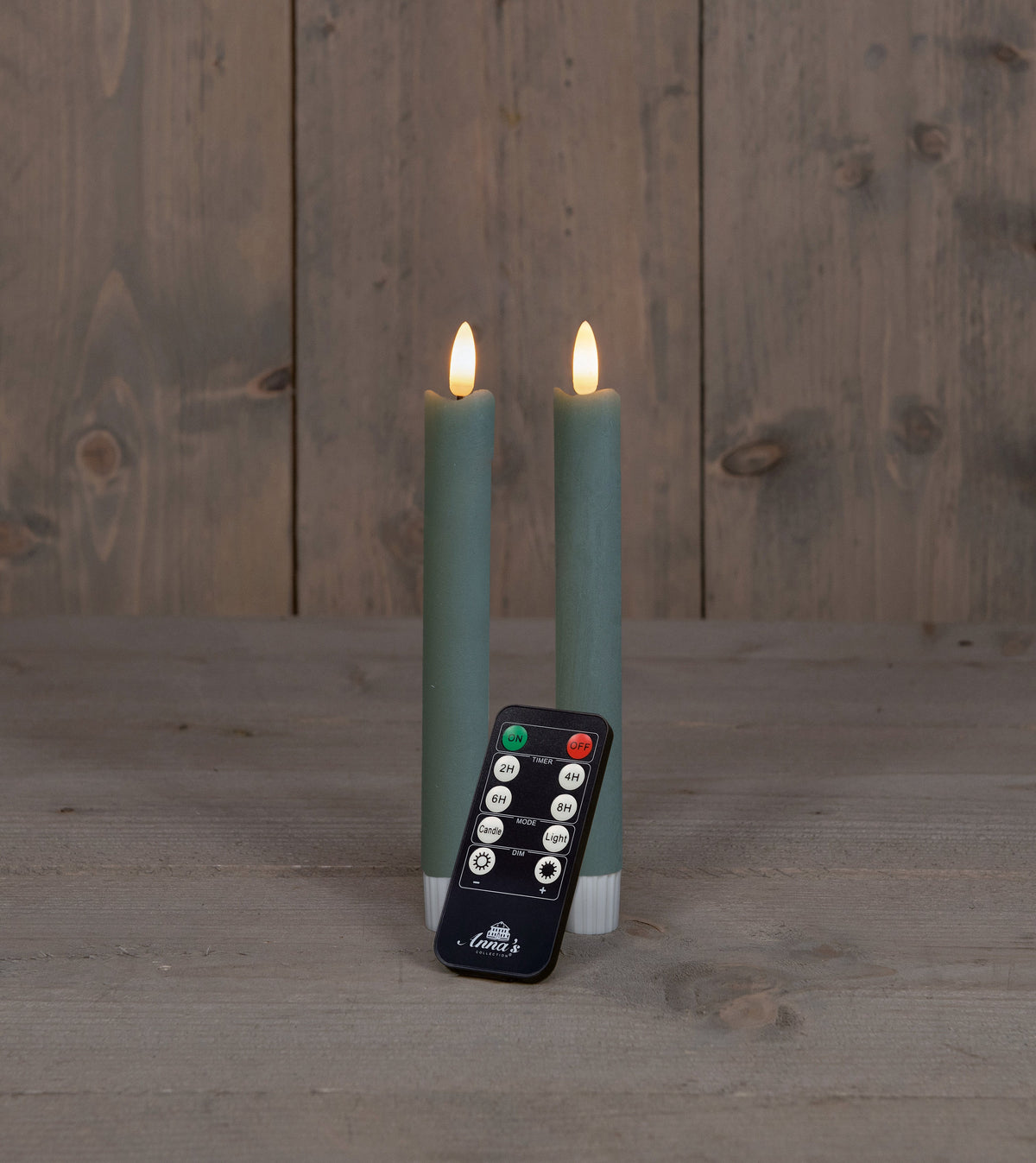 dinerkaars rustiek wax 3d vlam op 2x2aaa batterij met afstandsbediening 18cm jade groen 2 stuks