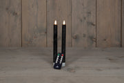 dinerkaars rustiek wax 3d vlam op 2x2aaa batterij met afstandsbediening 23cm zwart 2 stuks
