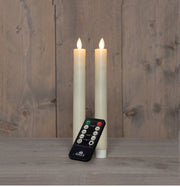 dinerkaars rustiek wax bewegende vlam oplaadbaar met afstandsbediening en usb kabel 23cm ivoor 2 stuks