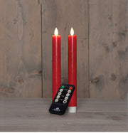dinerkaars rustiek wax bewegende vlam oplaadbaar met afstandsbediening en usb kabel 23cm rood 2 stuks