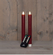dinerkaars rustiek wax bewegende vlam oplaadbaar met afstandsbediening en usb kabel 23cm bordeaux 2 stuks