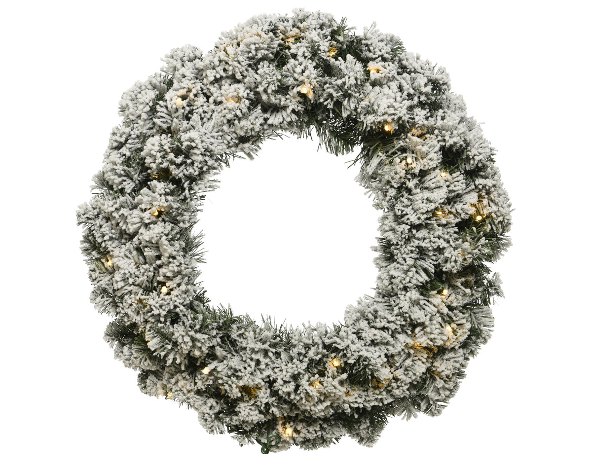 imperial krans snowy led bo binnen groen/wit/warm wit d.60cm h.16cm 50l